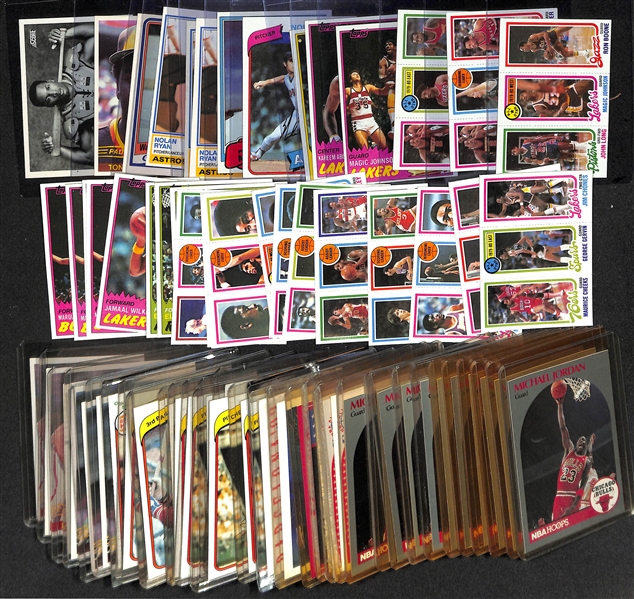 Lot of (65) 1980-1990 Baseball & Basketball Star Cards w. 1980 Topps Magic Johnson AS Rookie Card