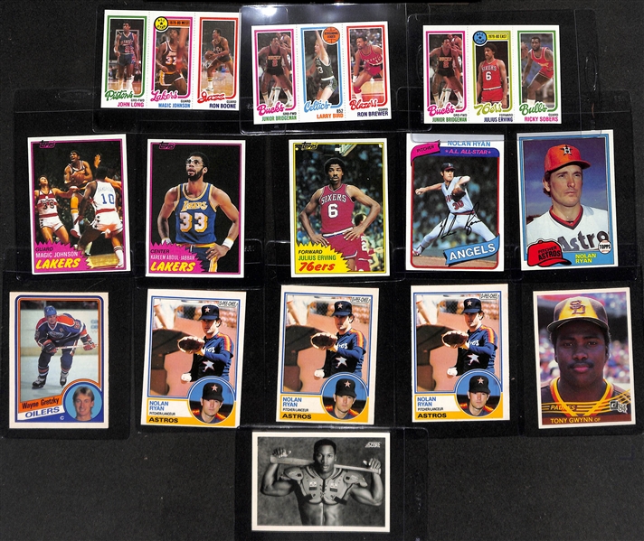 Lot of (65) 1980-1990 Baseball & Basketball Star Cards w. 1980 Topps Magic Johnson AS Rookie Card