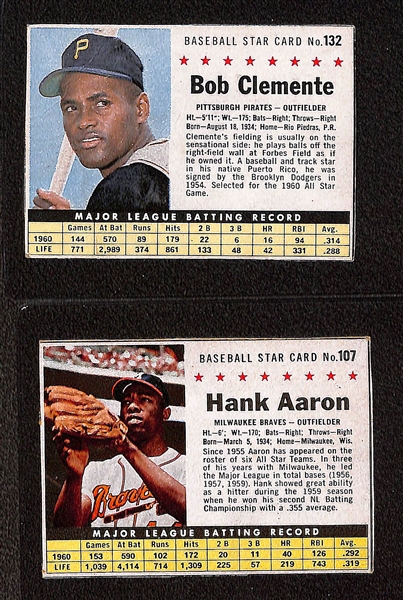 (2) 1952 Wheaties Stan Musial, (7) 1961-63 Post Cereal Cards w. 1961 Clemente, & (37) 1986 Drake's Baseball Panels 