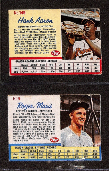 (2) 1952 Wheaties Stan Musial, (7) 1961-63 Post Cereal Cards w. 1961 Clemente, & (37) 1986 Drake's Baseball Panels 