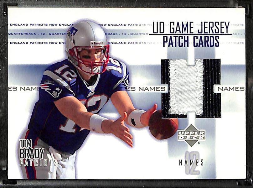 2003 Upper Deck UD Game Jersey Tom Brady Patch Card w. Piece of Brady's Game-Work Jersey