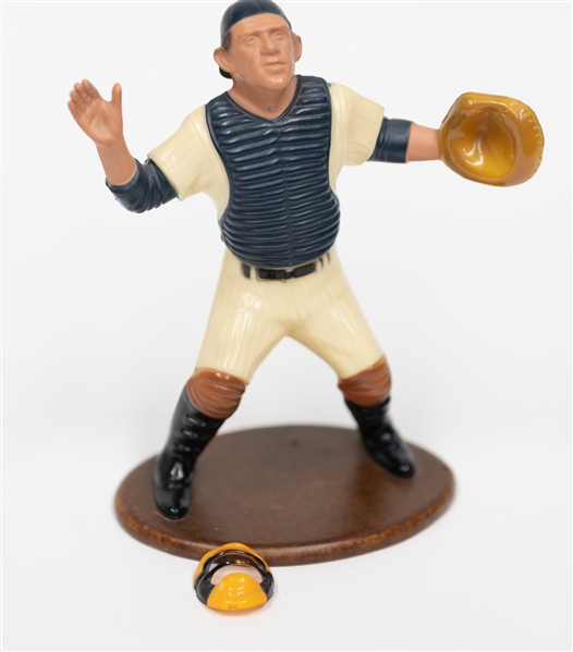 Late 1950s Yogi Berra Hartland Figurine - Attached to Custom Wooden Oval Base