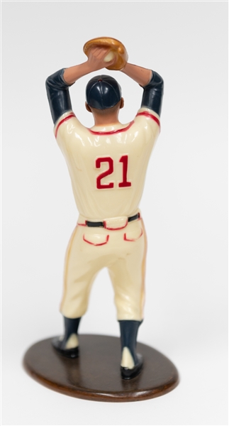 Late 1950s Warren Spahn Hartland Figurine - Attached to Custom Wooden Oval Base