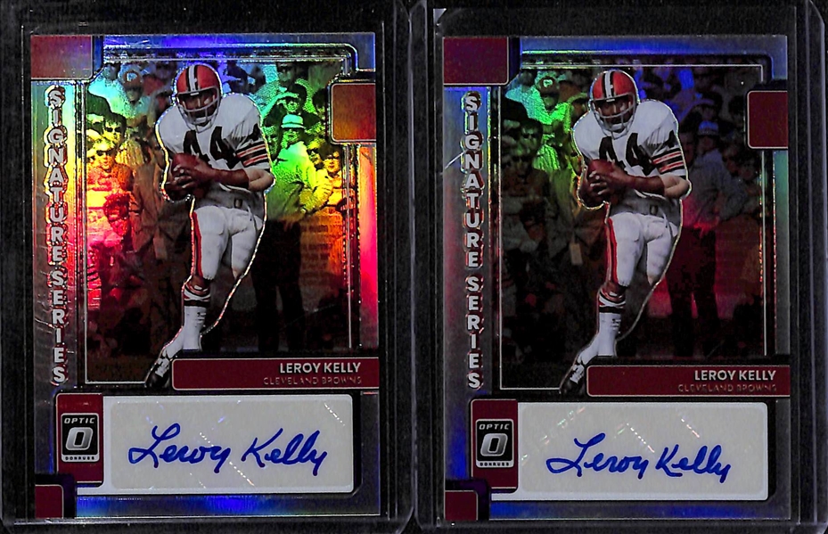 Lot of (12) Veteran Sport Card Autographs w/ Mostly Football inc. (2) 2022 Panini Dan Hampton Superbowl Signatures,  (2) 2022 Donruss Optic Leroy Kelly Signature Series, 2022 Exotic Bill...