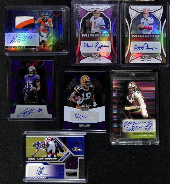 Lot of (12) Veteran Sport Card Autographs w/ Mostly Football inc. (2) 2022 Panini Dan Hampton Superbowl Signatures,  (2) 2022 Donruss Optic Leroy Kelly Signature Series, 2022 Exotic Bill...