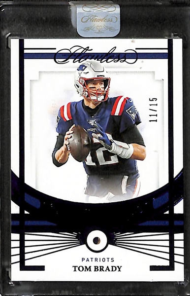 2021 Panini Flawless Tom Brady Legends Gemstone Card w. Embedded Sapphire #ed 11/15