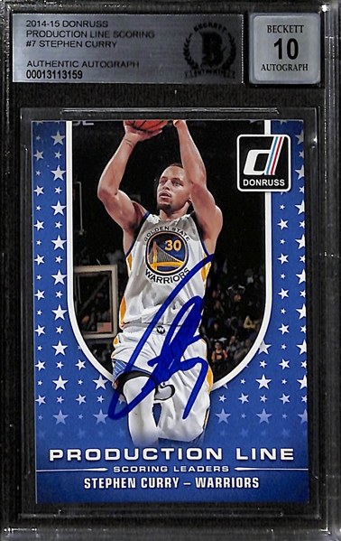 2014-15 Panini Donruss Basketball Production Line Stephen Curry Signed Card (Beckett Authenticated with 10 Autograph Grade)