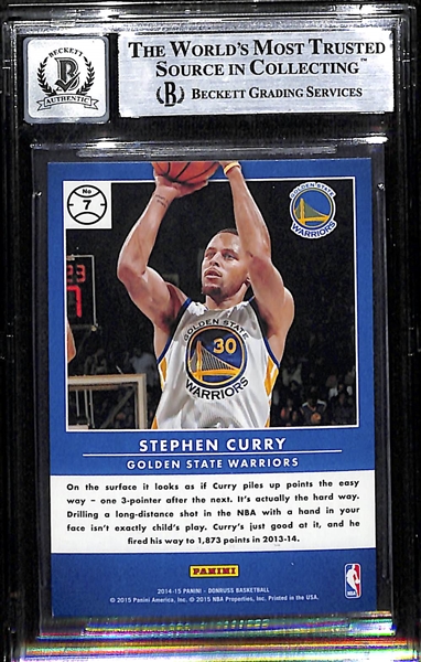 2014-15 Panini Donruss Basketball Production Line Stephen Curry Signed Card (Beckett Authenticated with 10 Autograph Grade)