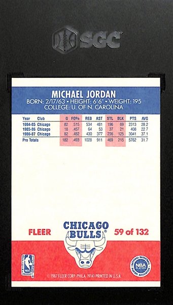 1987-88 Fleer #59 Michael Jordan Card Graded SGC 8.5