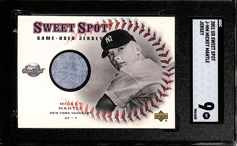 2001 Upper Deck Sweet Spot Mickey Mantle Jersey Patch Card Graded SGC 9