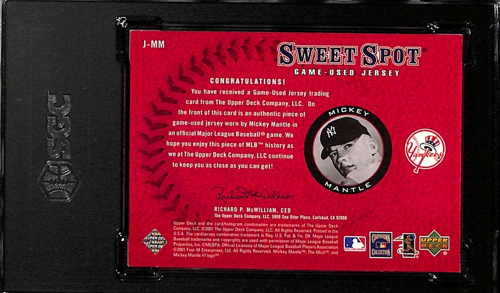 2001 Upper Deck Sweet Spot Mickey Mantle Jersey Patch Card Graded SGC 9