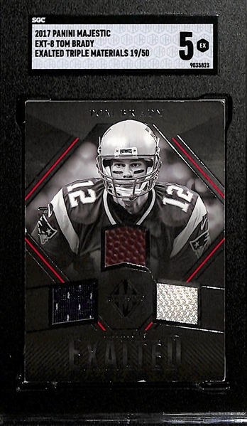 2017 Panini Majestic Tom Brady Exalted Triple Materials #/50 Graded SGC 5