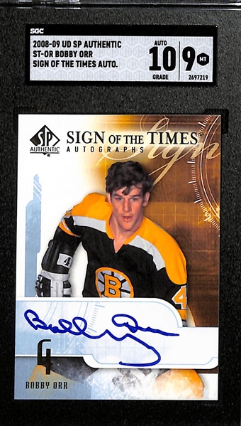 2008-09 Upper Deck SP Authentic Bobby Orr Sign Of The Times Autographed Card Graded SGC 9 (Autograph Grade 10)