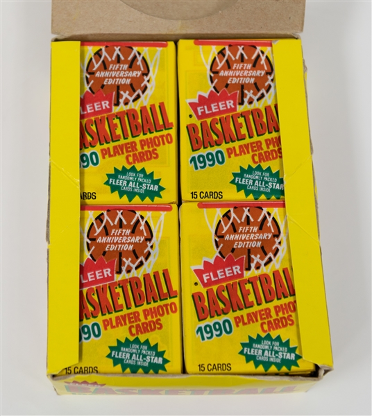 1990 Fleer Basketball Sealed Wax Boxes & Complete Set of 198 Cards w. 12 Card Sticker Set