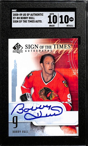 2008-09 Upper Deck SP Authentic Bobby Hull Sign Of The Times Autographed Card Graded SGC 10 (Autograph Grade 10)