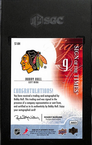 2008-09 Upper Deck SP Authentic Bobby Hull Sign Of The Times Autographed Card Graded SGC 10 (Autograph Grade 10)