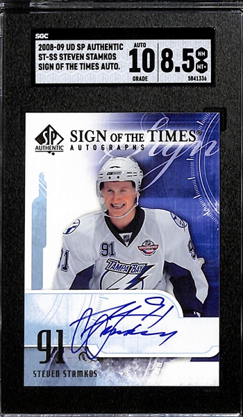 2008-09 Upper Deck SP Authentic Steven Stamkos Sign Of The Times Autographed Card Graded SGC 8.5 (Autograph Grade 10)