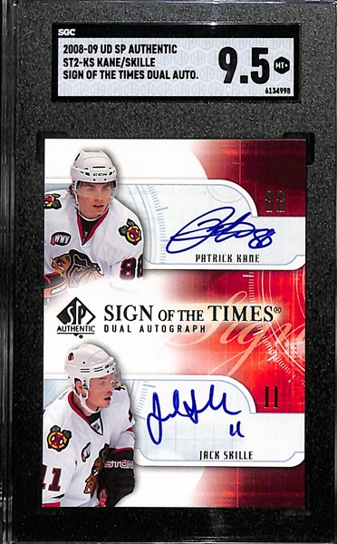 2008-09 Upper Deck SP Authentic Patrick Kane & Jack Skille Sign Of The Times Dual Autograph Graded SGC 9.5 