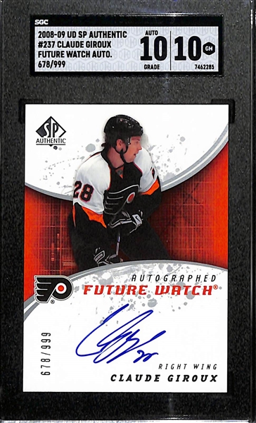 2008-09 Upper Deck SP Authentic Claude Giroux Future Watch Autograph (#/999) Graded SGC 10 (Autograph Grade 10)