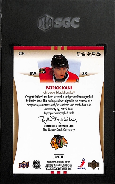 2008-09 Upper Deck SP Authentic Patrick Kane Future Watch Autograph (#/999) Graded SGC 9 (Autograph Grade 10)