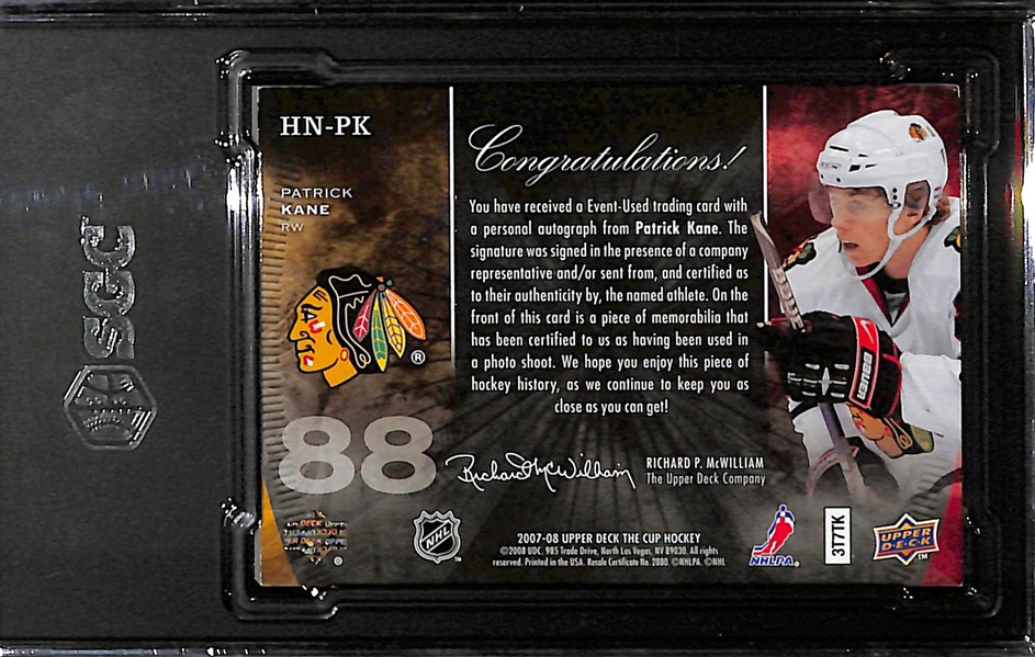 2007-08 Upper Deck The Cup Patrick Kane Honorable Numbers Materials Autographed (#/88) Graded SGC 7 (Autograph Grade 10)