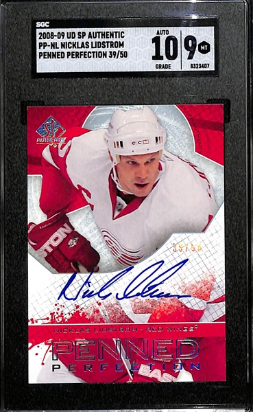 2008-09 Upper Deck SP Authentic Nicklas Lidstrom Penned Perfection Autograph (#/50) Graded SGC 9 (Autograph Grade 10)