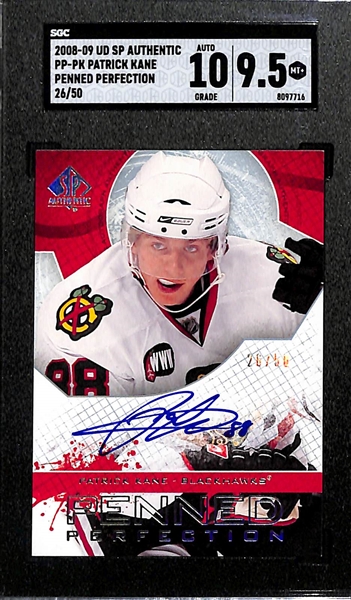 2008-09 Upper Deck SP Authentic Patrick Kane Penned Perfection Autograph (#/50) Graded SGC 9.5 (Autograph Grade 10)