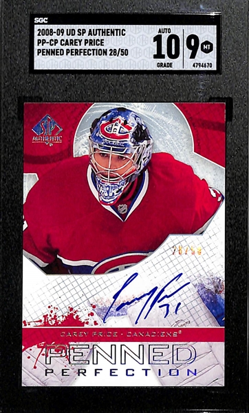 2008-09 Upper Deck SP Authentic Carey Price Penned Perfection Autograph (#/50) Graded SGC 9 (Autograph Grade 10)