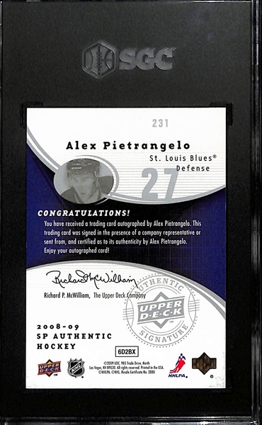 2008-09 Upper Deck SP Authentic Alex Pietrangelo Future Watch Autograph (#/999) Graded SGC 9.5 (Autograph Grade 10)