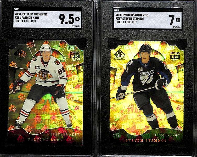 Lot of (5) SGC Graded Upper Deck SP Authentic Holo FX Hockey Cards Inc. 2008-09 Carey Price Die-Cut (SGC 9.5), 2008-09 Patrick Kane Die-Cut (SGC 9.5), 2008-09 Steven Stamkos Die-Cut (SGC 7),...