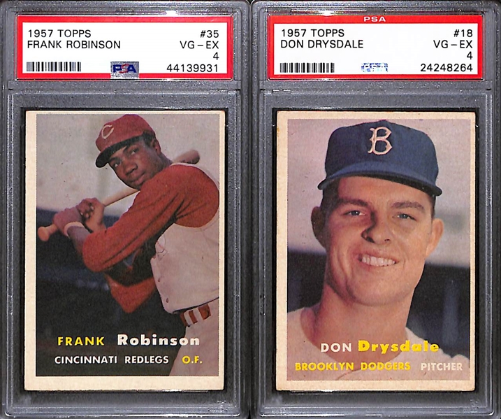 Frank Robinson and Don Drysdale 1957 Topps Baseball Rookies - Graded PSA 4