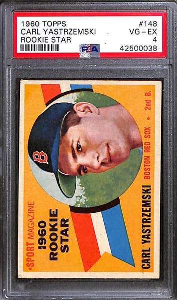 Lot of (2) PSA Graded 1960s Topps Baseball Hall of Fame Rookies- 1960 Carl Yastrzemski (PSA 4), 1965 Joe Morgan (PSA 4.5)