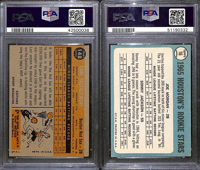 Lot of (2) PSA Graded 1960s Topps Baseball Hall of Fame Rookies- 1960 Carl Yastrzemski (PSA 4), 1965 Joe Morgan (PSA 4.5)