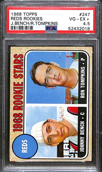 1968 Topps Baseball Johnny Bench Rookie Graded PSA 4.5