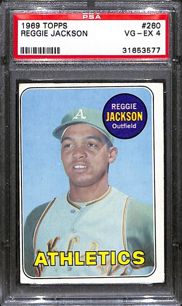 1969 Topps Baseball Reggie Jackson Rookie Graded PSA 4