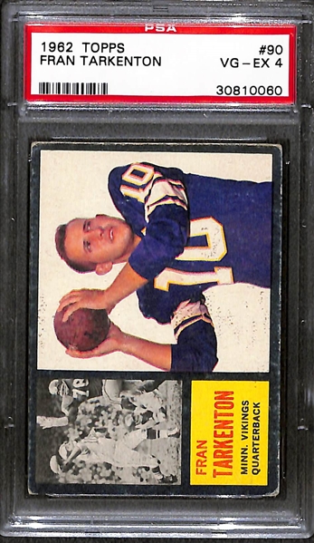 1962 Topps Football Fran Tarkenton Rookie Graded PSA 4 