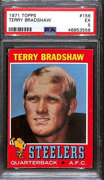 1971 Topps Football Terry Bradshaw Rookie Graded PSA 5