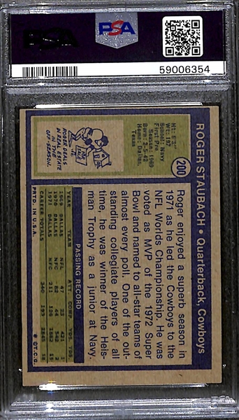 1972 Topps Football Roger Staubach Rookie Graded PSA 4