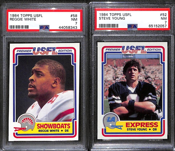 Steve Young and Reggie White 1984 Topps USFL Rookies Both Graded PSA 7