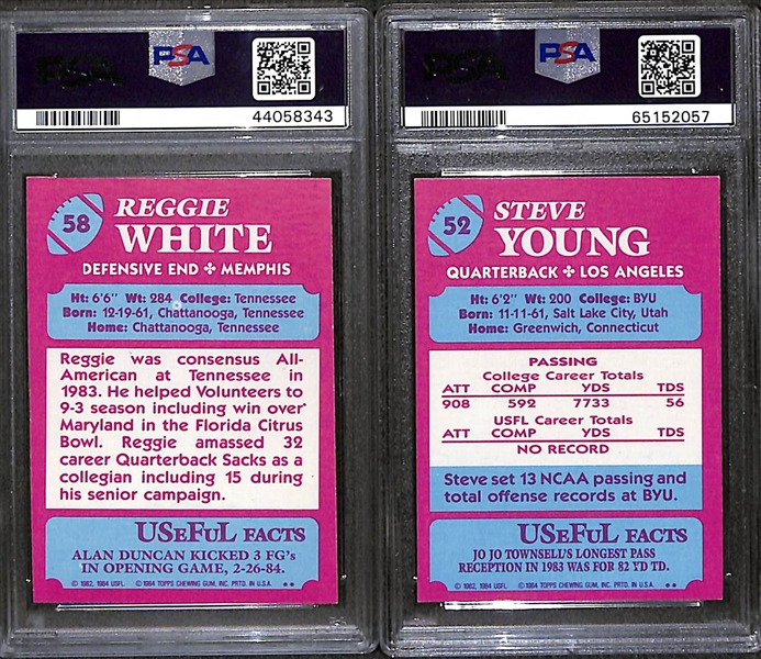 Steve Young and Reggie White 1984 Topps USFL Rookies Both Graded PSA 7