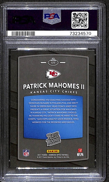 2017 Donruss Optic Patrick Mahomes Rated Rookie Graded PSA 9