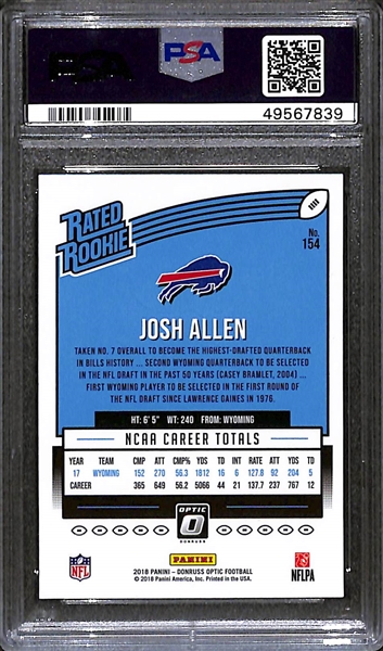 2018 Donruss Optic Josh Allen Rated Rookie Graded PSA 9