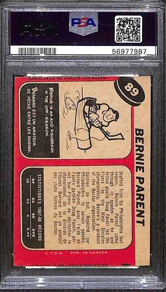 1968-69 O-Pee-Chee Hockey Bernie Parent Rookie Graded PSA 5 (MC)