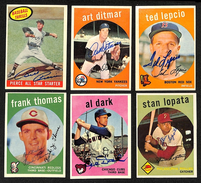 Lot of (110) High-Quality Signed 1959 Topps Cards w. Ashburn, Thomson, Burdette, Burgess, Sievers, + (JSA Auction Letter). 