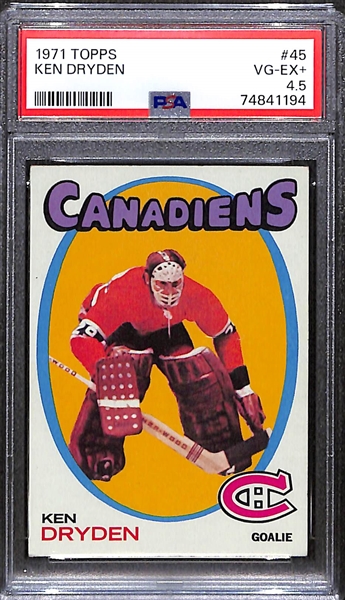 1971-72 Topps Hockey Ken Dryden Rookie Graded PSA 4.5