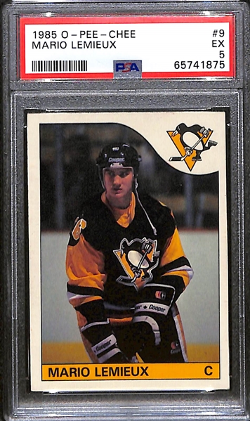 1985-86 O-Pee-Chee Hockey Mario Lemieux Rookie Graded PSA 5