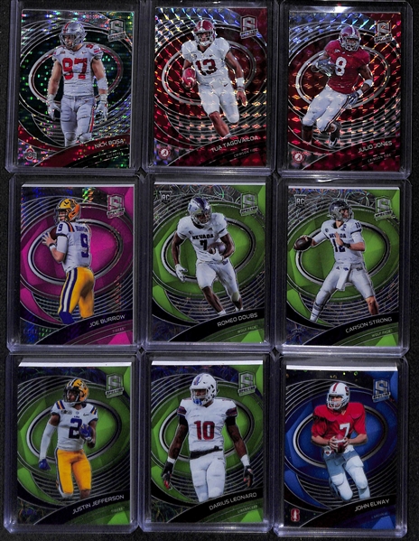 Lot of (67) 2022 Chronicles Draft Picks Spectra Cards inc (31) Serial Numbered Cards- Patrick Mahomes, Justin Jefferson, Joe Montana, Aaron Rodgers, +