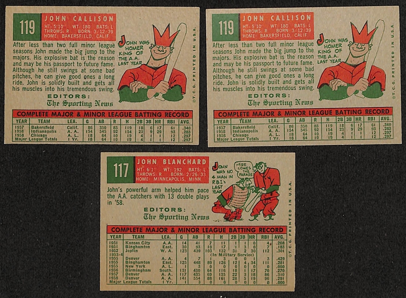 (32) Signed 1959 Topps Rookie Stars Cards w. (2) Johnny Callison & Johnny Blanchard (JSA Auction Letter)