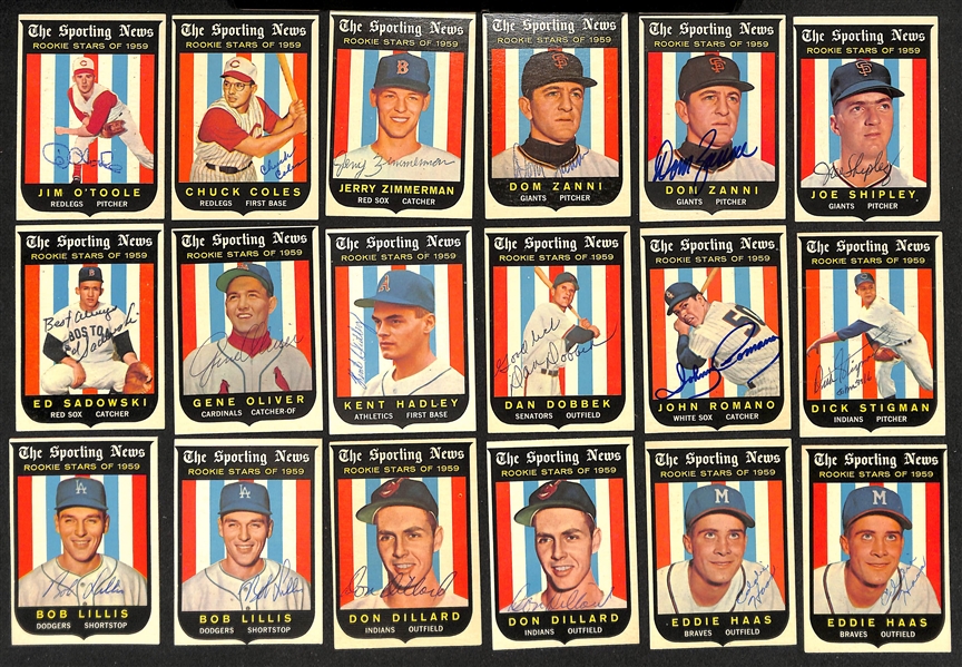 (32) Signed 1959 Topps Rookie Stars Cards w. (2) Johnny Callison & Johnny Blanchard (JSA Auction Letter)