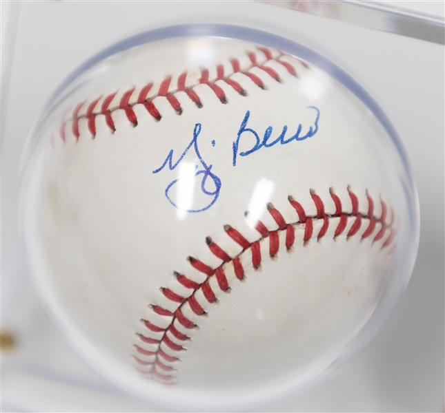 Lot of (2) Signed Baseballs - Whitey Ford & Yogi Berra w. 1962 Topps Baseball Card (JSA Auction Letter)